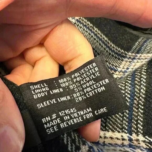 Black London Fog Oversized Trench Coat with Plaid Liner. Size 8P. Stunning! - Picture 9 of 10